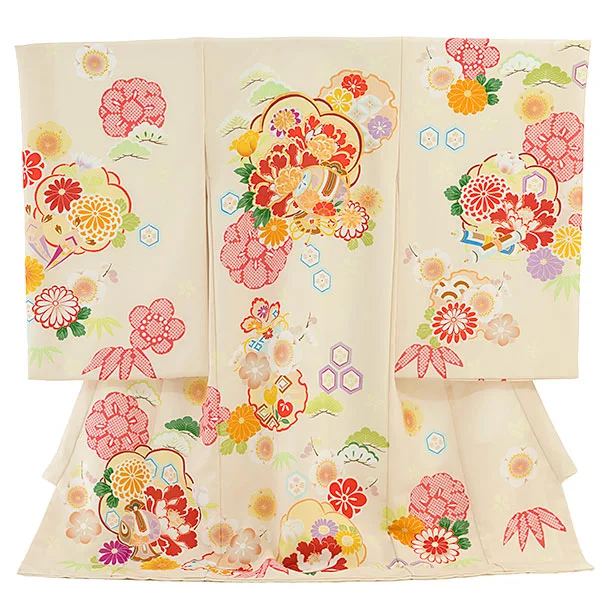 お宮参り(女の子)レンタル 0300 クリーム 花小槌