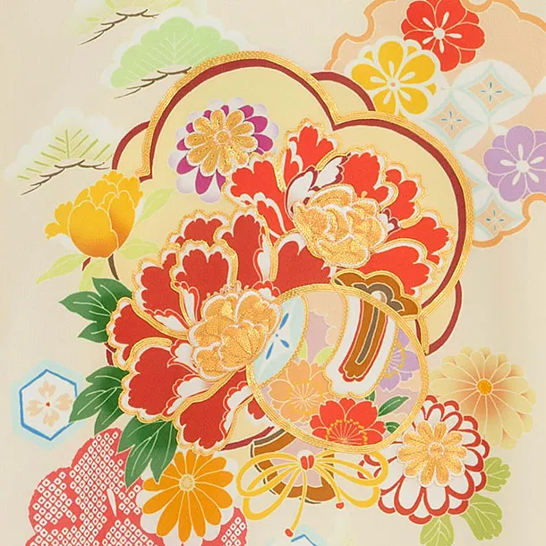 お宮参り(女の子)レンタル 0300 クリーム 花小槌