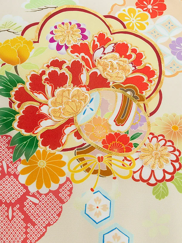 お宮参り(女の子)レンタル 0300 クリーム 花小槌