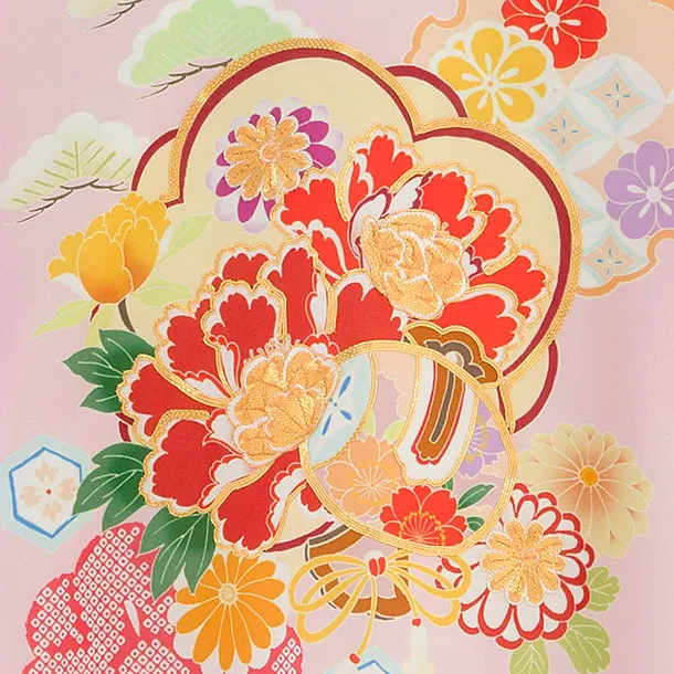 お宮参り(女の子)レンタル 0301 ピンク 花小槌