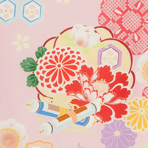 お宮参り(女の子)レンタル 0301 ピンク 花小槌