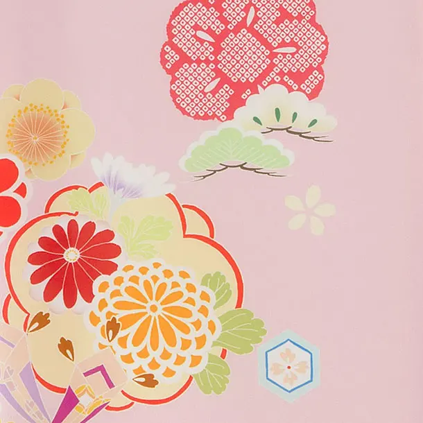 お宮参り(女の子)レンタル 0301 ピンク 花小槌