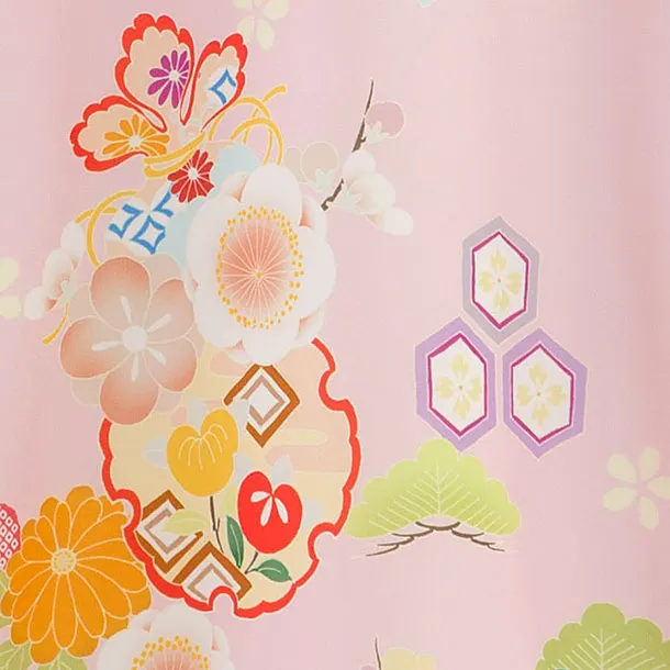 お宮参り(女の子)レンタル 0301 ピンク 花小槌