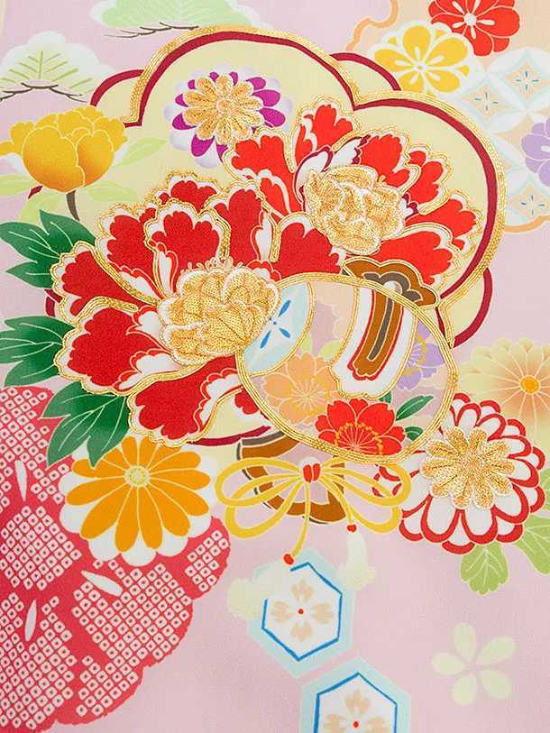 お宮参り(女の子)レンタル 0301 ピンク 花小槌