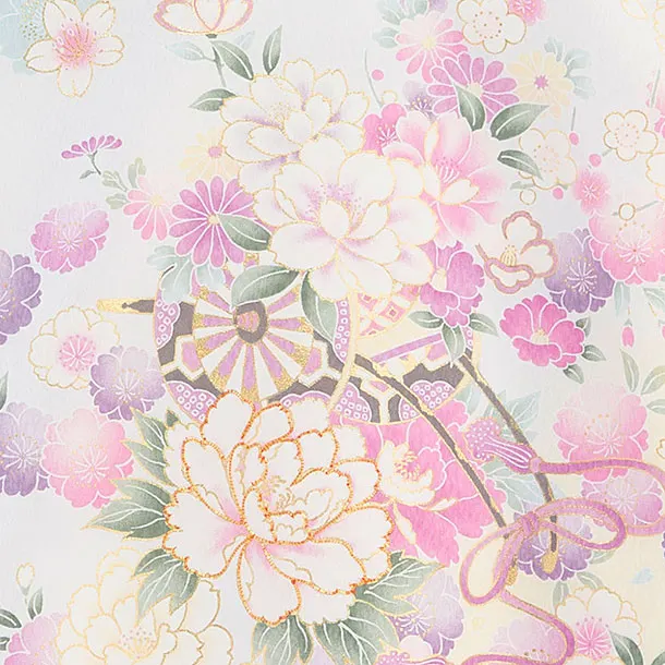 お宮参り(女の子)レンタル 0303 白菫色×ラベンダー 桜花車
