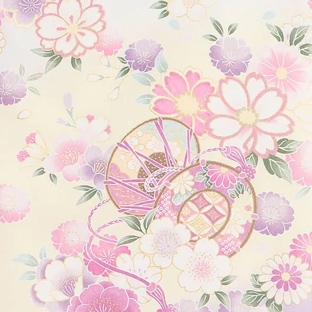 お宮参り(女の子)レンタル 0303 白菫色×ラベンダー 桜花車