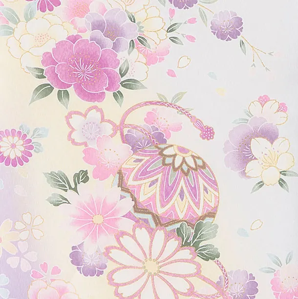 お宮参り(女の子)レンタル 0303 白菫色×ラベンダー 桜花車