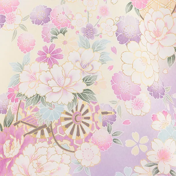 お宮参り(女の子)レンタル 0303 白菫色×ラベンダー 桜花車