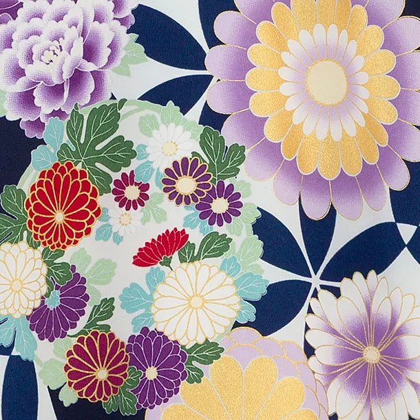 お宮参り(女の子)レンタル 0306 紺 花七宝