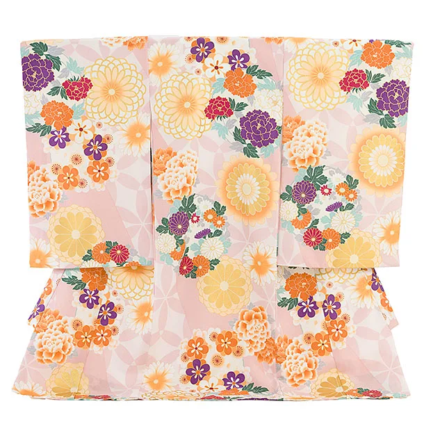 お宮参り(女の子)レンタル 0307 ピンク 花七宝