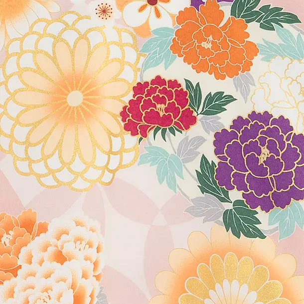 お宮参り(女の子)レンタル 0307 ピンク 花七宝