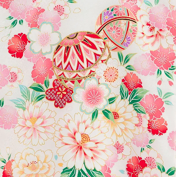 【夏用】【正絹単衣】お宮参り(女の子)レンタル 0309 白×ピンク 花まり