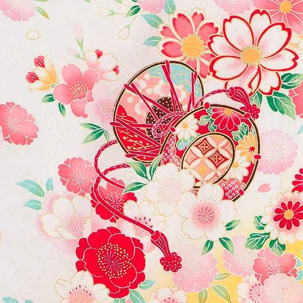 【夏用】【正絹単衣】お宮参り(女の子)レンタル 0310 白×黄色 花まり