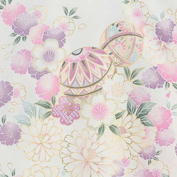 【夏用】【単衣】お宮参り(女の子)レンタル 0315 白 花まり