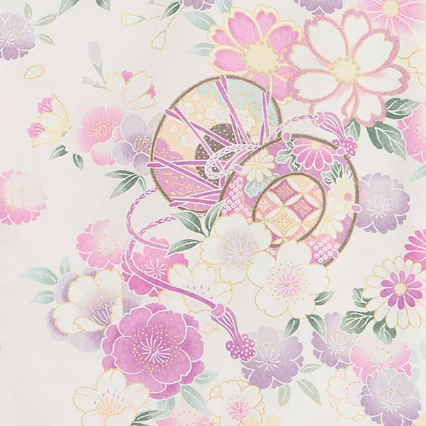 【夏用】【単衣】お宮参り(女の子)レンタル 0315 白 花まり