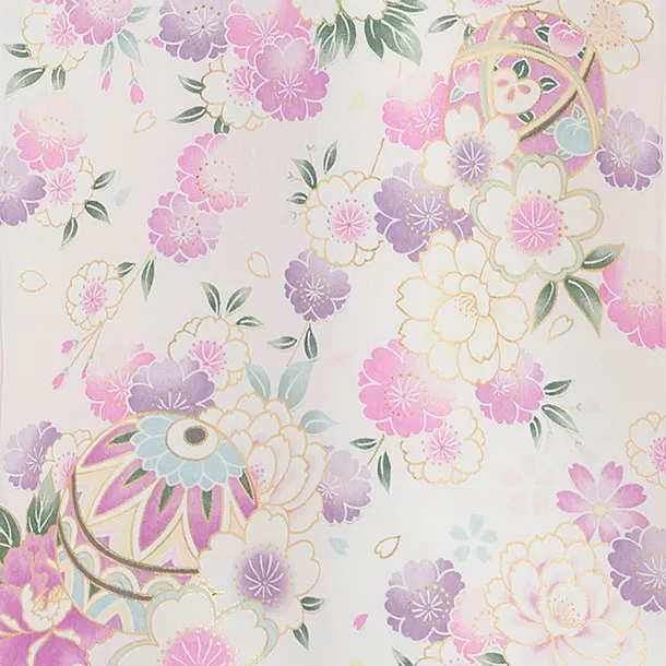 【夏用】【単衣】お宮参り(女の子)レンタル 0315 白 花まり