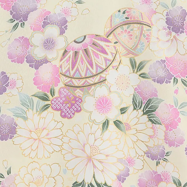 【夏用】【単衣】お宮参り(女の子)レンタル 0316 薄黄色 花まり