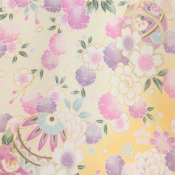 【夏用】【単衣】お宮参り(女の子)レンタル 0316 薄黄色 花まり