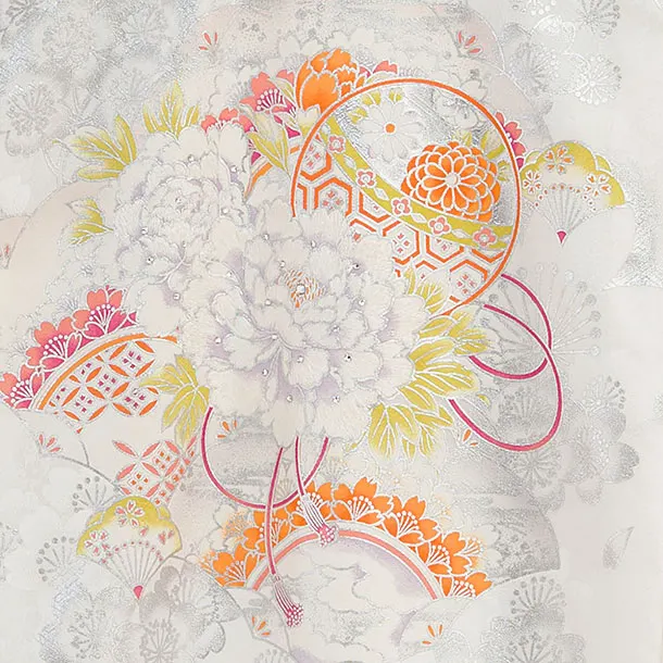 【正絹】お宮参り(女の子)レンタル 0318 白 牡丹桜