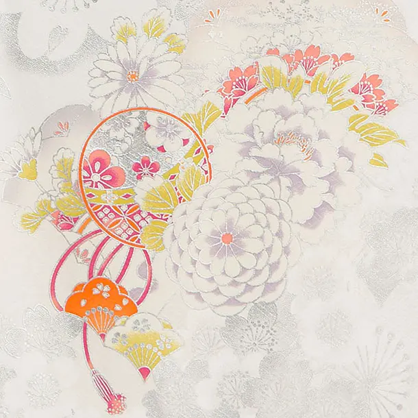 【正絹】お宮参り(女の子)レンタル 0318 白 牡丹桜