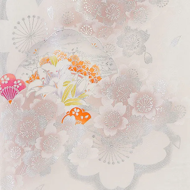 【正絹】お宮参り(女の子)レンタル 0319 白×ピンクベージュ 牡丹桜