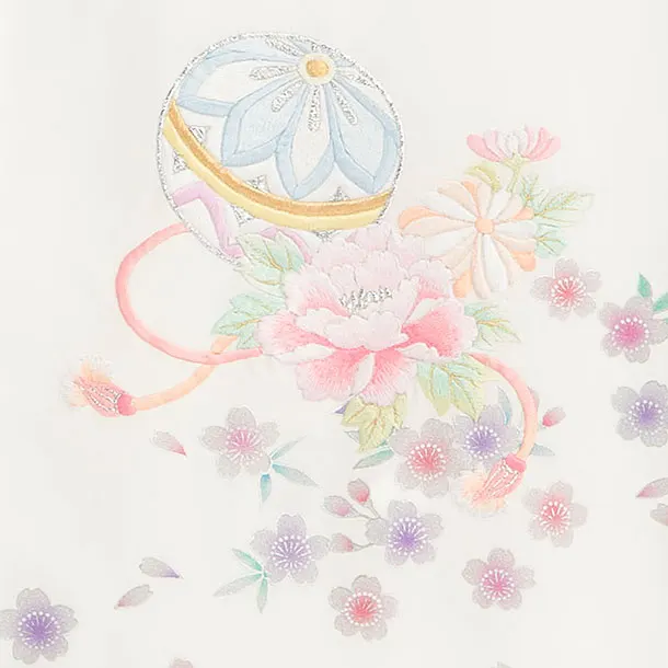 【夏用】【正絹単衣】お宮参り(女の子)レンタル 0329 白 花まり