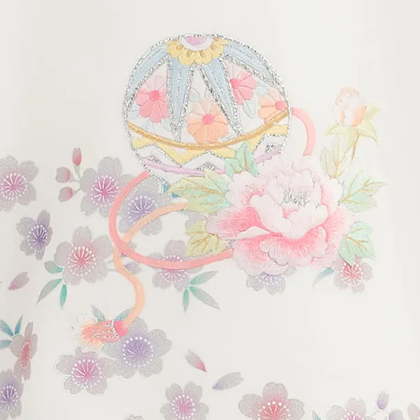 【夏用】【正絹単衣】お宮参り(女の子)レンタル 0329 白 花まり
