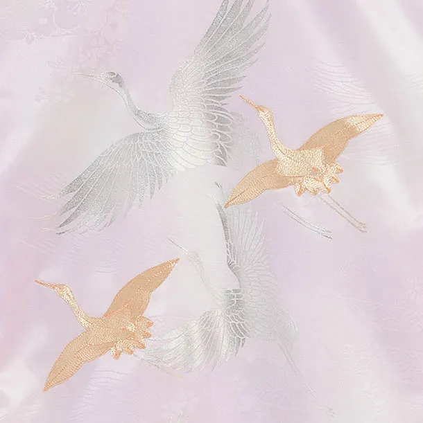 お宮参り(女の子)レンタル 0342 京友禅／ピンクパープル 飛鶴