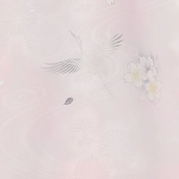 お宮参り(女の子)レンタル 0342 京友禅／淡ピンク 花鶴