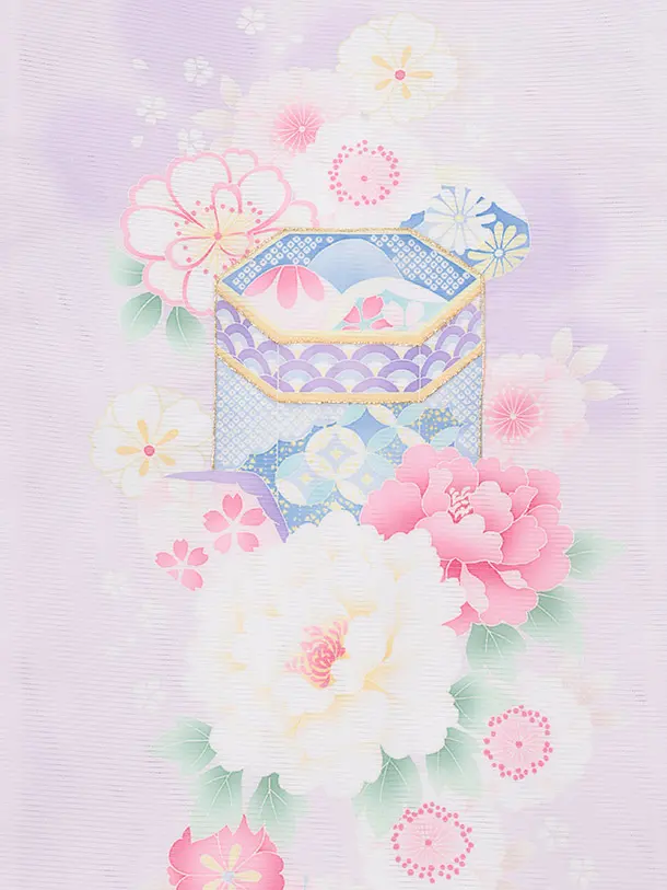 【夏用】【絽】お宮参り(女の子)レンタル R026 ラベンダー 貝桶に牡丹