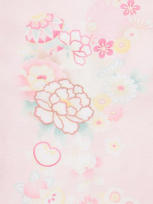 【夏用】【絽】お宮参り(女の子)レンタル R028 ピンク 鞠牡丹菊