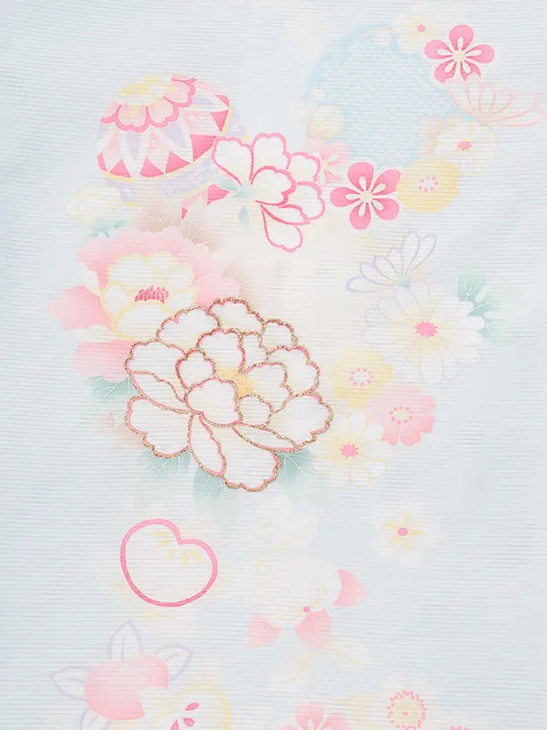 【夏用】【絽】お宮参り(女の子)レンタル R029 水色 鞠牡丹菊