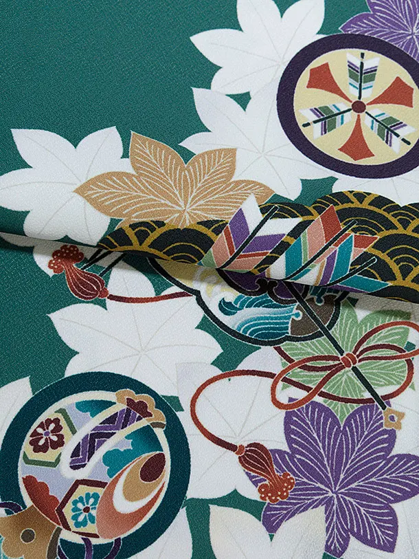 七五三レンタル(3歳男児被布) 0609 白紺ぼかし 鷹×緑 青海波