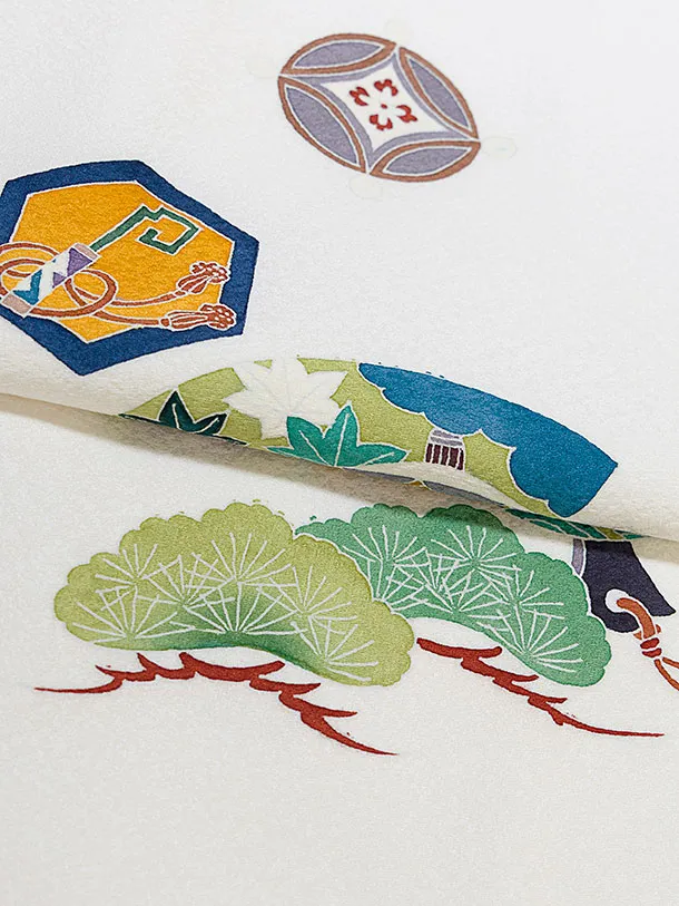 【正絹】七五三レンタル(5歳男児) 0643 オフホワイト 鷹／グレー 桜扇袴