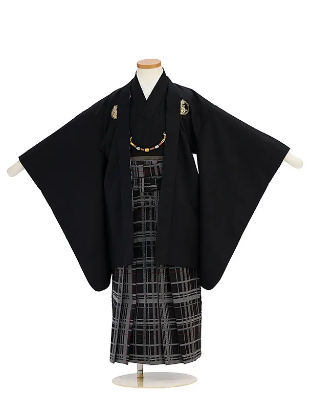かんたん七五三レンタル(5歳6歳男児) 0660 黒／黒チェック袴