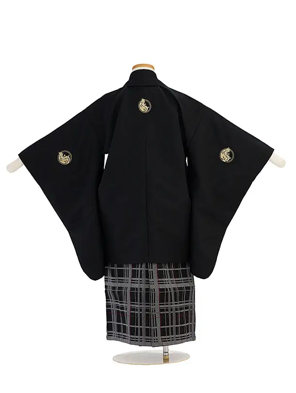 かんたん七五三レンタル(5歳6歳男児) 0660 黒／黒チェック袴