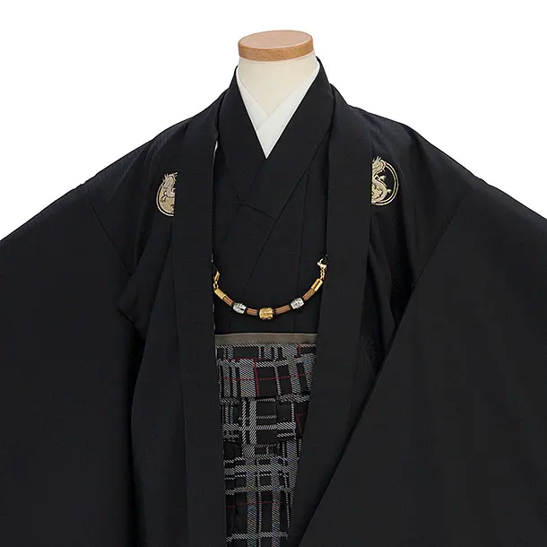 かんたん七五三レンタル(5歳6歳男児) 0660 黒／黒チェック袴