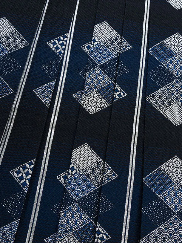 かんたん七五三(5歳6歳男児) 0679 ブルーぼかし 松矢／紺菱柄袴