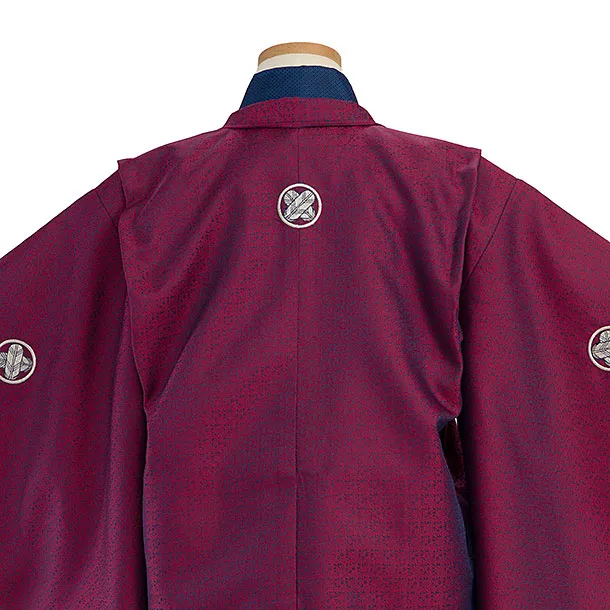 かんたん七五三レンタル(5歳6歳男児) 0687 花わらべ／赤紺／ベージュ花菱袴