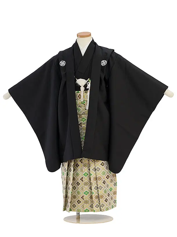 かんたん七五三レンタル(5歳6歳男児) 0698 黒紋付／金菱袴