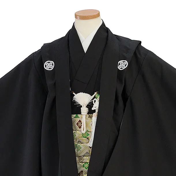 かんたん七五三レンタル(5歳6歳男児) 0698 黒紋付／金菱袴