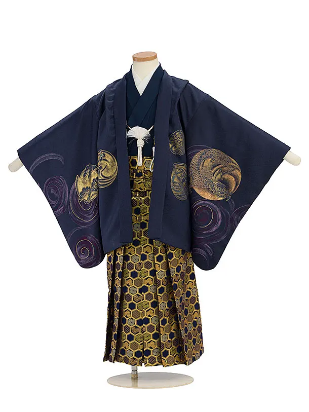 かんたん七五三レンタル(5歳6歳男児) 0704 紺 鳳凰／金亀甲袴