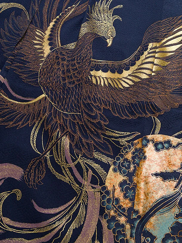 かんたん七五三レンタル(5歳6歳男児) 0704 紺 鳳凰／金亀甲袴