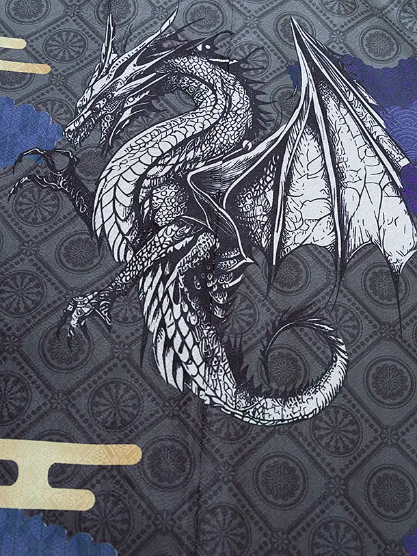 かんたん七五三(5歳6歳男児) 0718 グレー 龍／濃紺袴