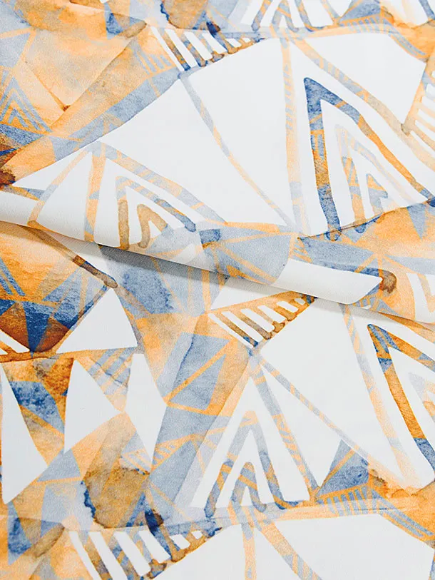 かんたん七五三(5歳男児) 0723 白地 水彩画風幾何学模様／茶色袴