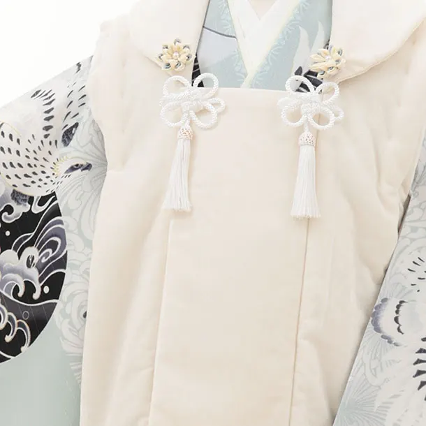 七五三(3歳)0728 JAPAN STYLE／オフ白ベルベット×淡青緑 鷹乱菊