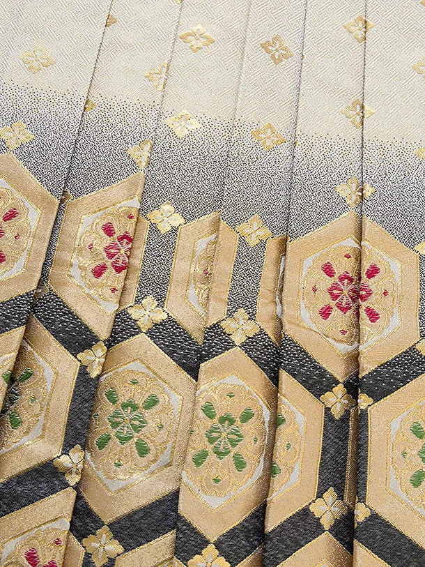 【正絹】七五三レンタル(5歳男児) 0733 紺 鷹／黒金花亀甲袴