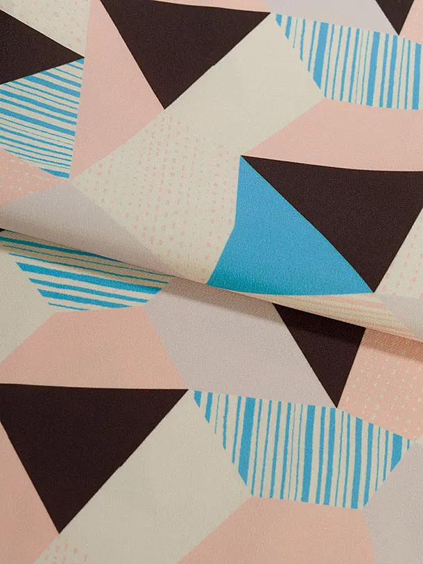 七五三(3男被布)0745 クリーム 兜刺繍×ピンクベージュ水色こげ茶幾何学模様