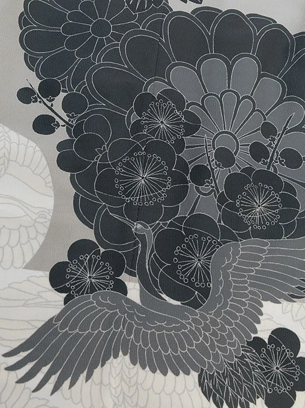 七五三レンタル(5歳6歳男児) 0758 グレー 鶴梅菊／シルバー 亀甲袴