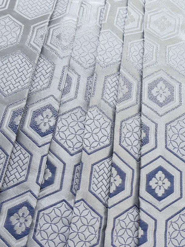 七五三レンタル(5歳6歳男児) 0758 グレー 鶴梅菊／シルバー 亀甲袴